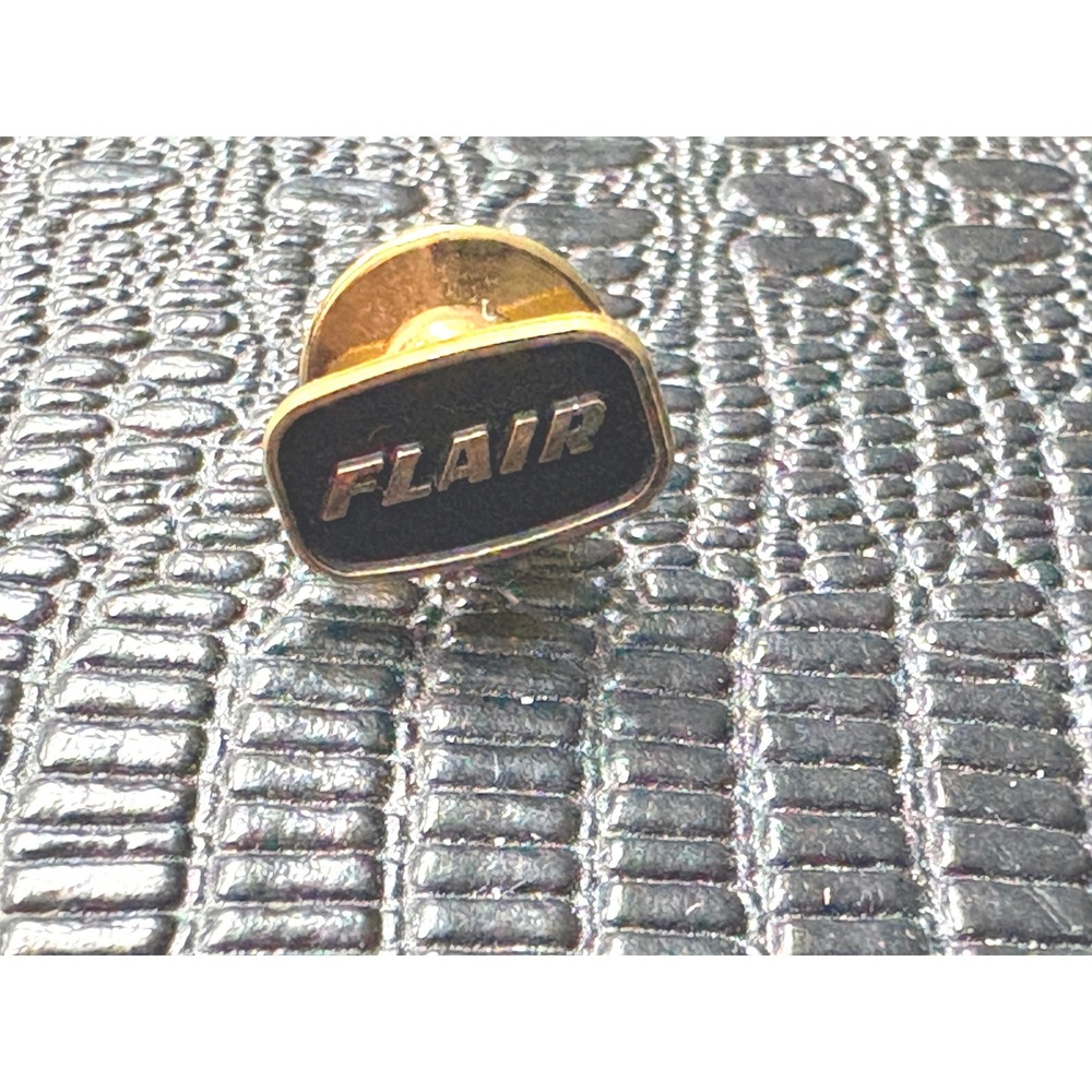 Vintage Flair Lapel Pin 1/10 10K Gold Filled CTO Black Enamel Tie Tack Hat Pin